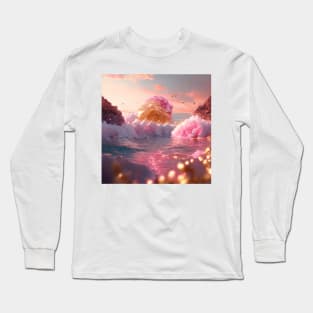 Golden and pink fantasy beach Long Sleeve T-Shirt